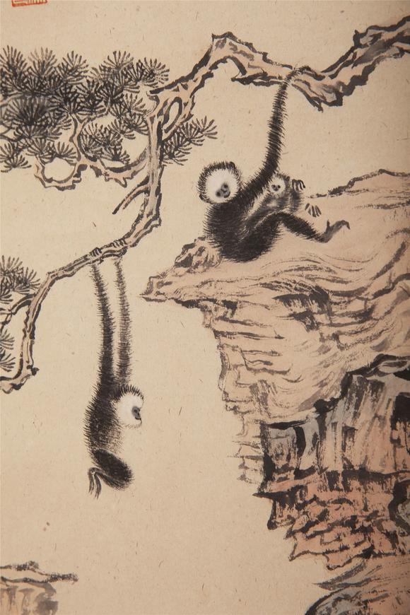 東京蕓術(shù)溥儒 猿戲圖 立軸紙本設(shè)色