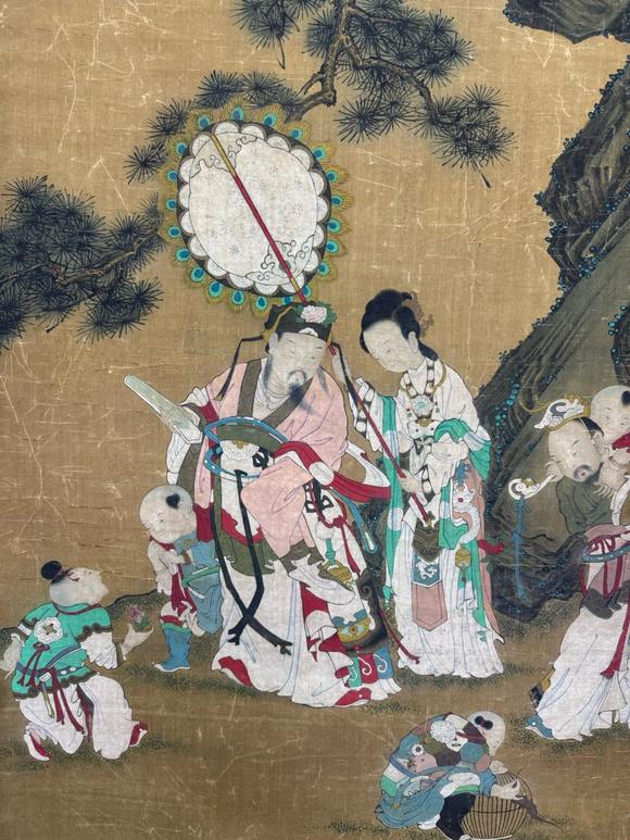 東京蕓術(shù)唐寅 多子多福圖 絹本立軸