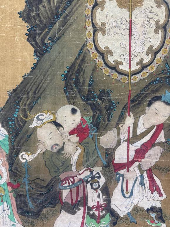東京蕓術唐寅 多子多福圖 絹本立軸