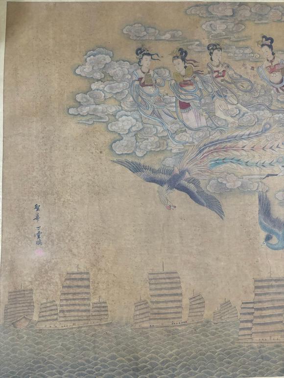 東京蕓術(shù)丁云鵬 明 媽祖巡海圖長卷 絹畫