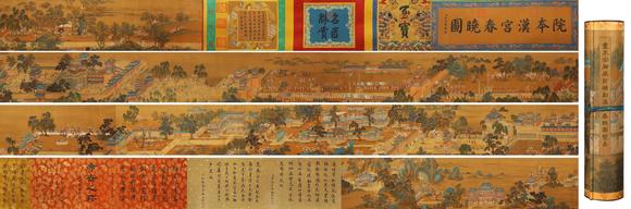 東京蕓術(shù)徐揚 清 漢宮春曉圖寶卷 絹本