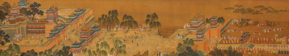 東京蕓術(shù)徐揚 清 漢宮春曉圖寶卷 絹本