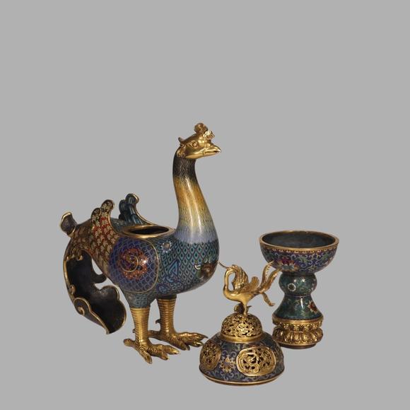 東京蕓術(shù)清 銅胎景泰藍(lán)掐絲琺瑯天雞尊