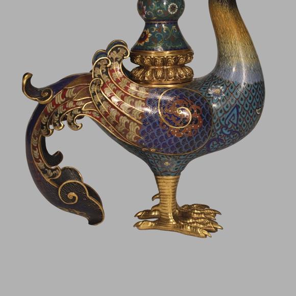 東京蕓術(shù)清 銅胎景泰藍(lán)掐絲琺瑯天雞尊