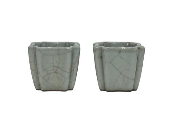 Castle AuctionA Chinese pair of square guan ware cups, Ming Dynasty Pr. or earlier.