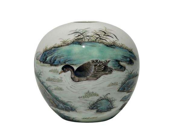Castle AuctionA Chinese Famille Rose water pot decorated wild geeses, Republic Pr.