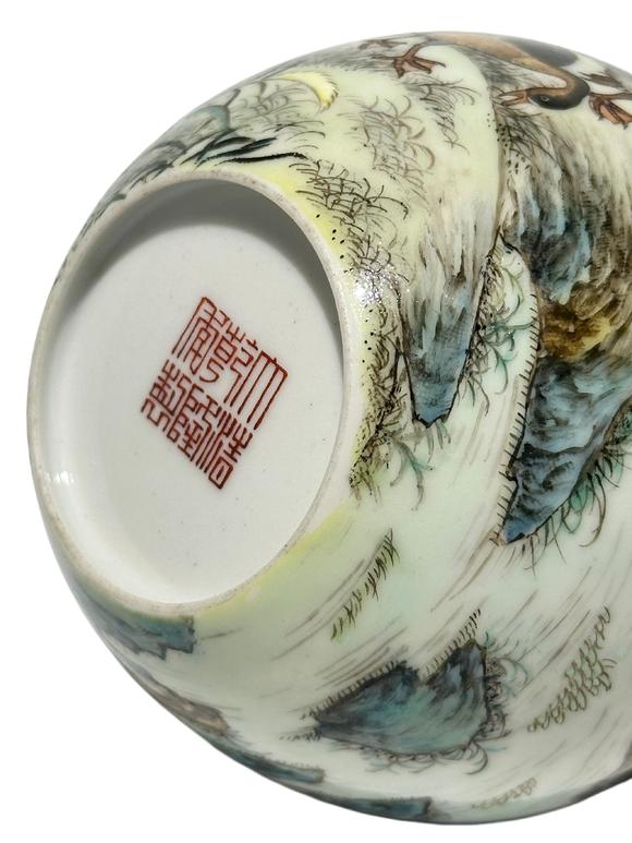 Castle AuctionA Chinese Famille Rose water pot decorated wild geeses, Republic Pr.