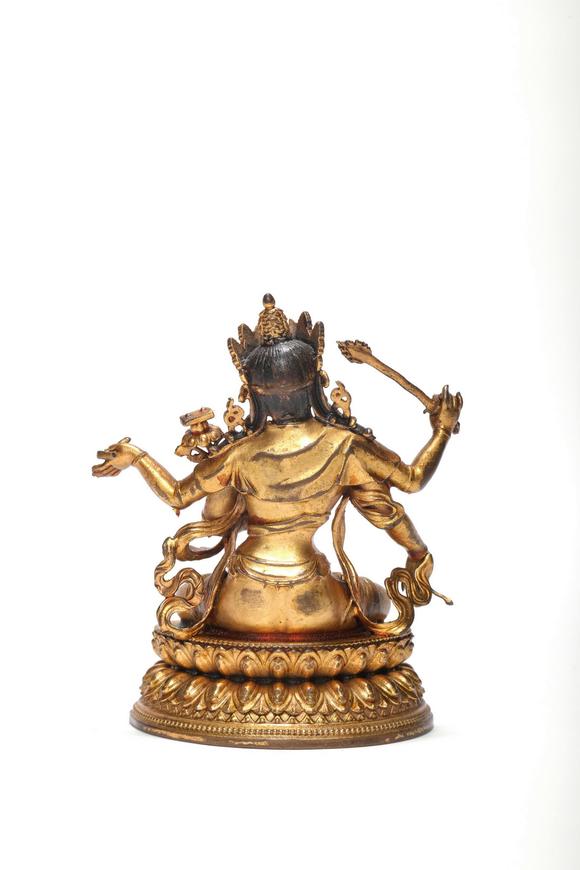 Castle AuctionA Gilt Bronze Four-Armed Manjushri Statue, 18th–19th C Pr.