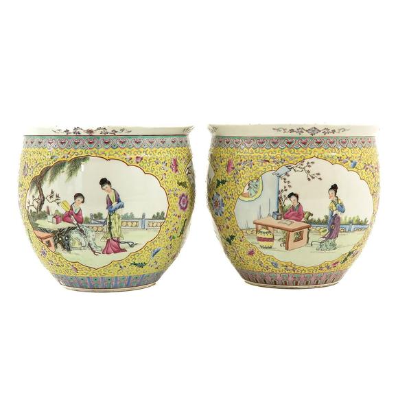 Castle AuctionA pair of famille rose fish bowls