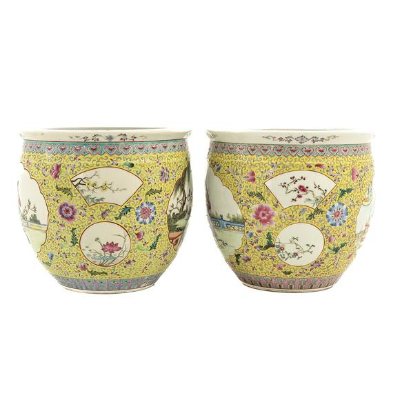 Castle AuctionA pair of famille rose fish bowls