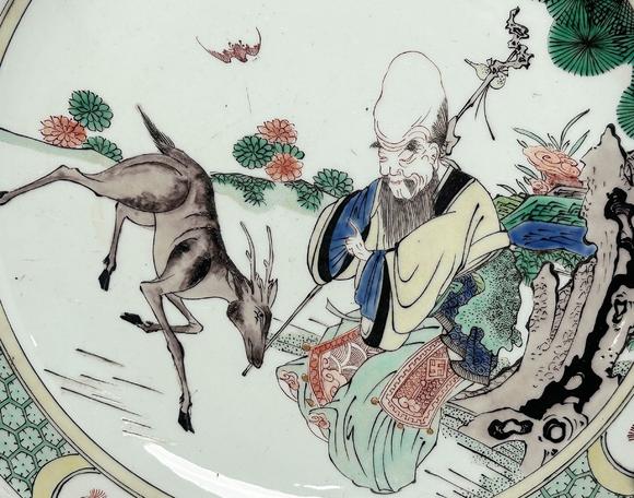 Castle AuctionA Chinese plate of Famille Verte figures, Kang Xi Pr. 