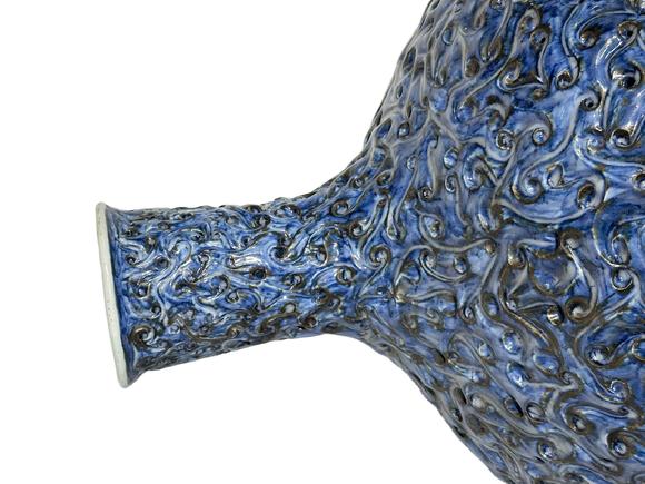 Castle AuctionA Chinese fine Blue and white ground sky ball vase, Ming Dynasty Pr. 