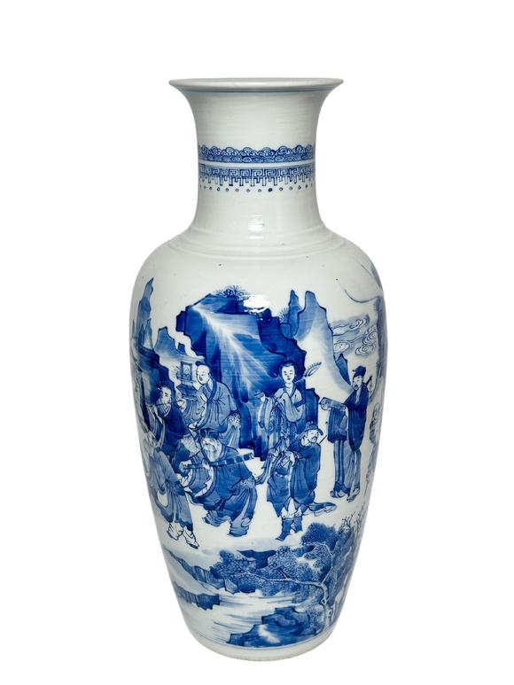 Castle AuctionA Chinese blue and white depicting figure vase, Kang Xi Pr. 