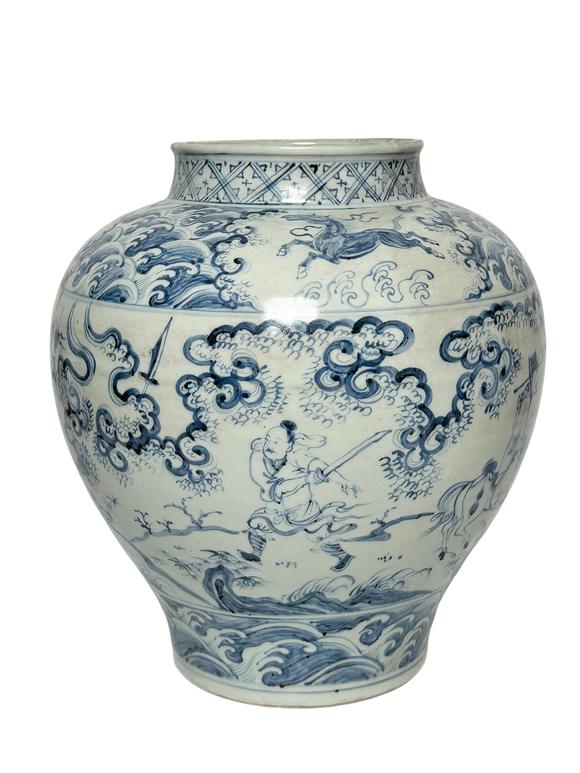 Castle AuctionA Chinese Blue and white figure jar, Ming Dynasty Pr. 