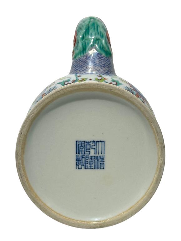 Castle AuctionA Chinese rare shape of Doucai teapot, Qian Long Pr. 