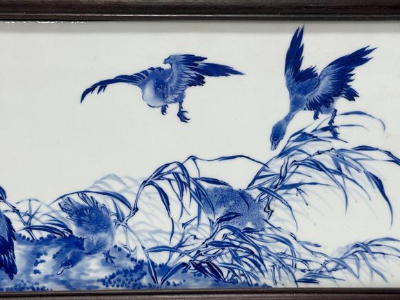 Castle AuctionA Chinese large Blue and white porcelain plaque, Qing Dynasty Pr. 