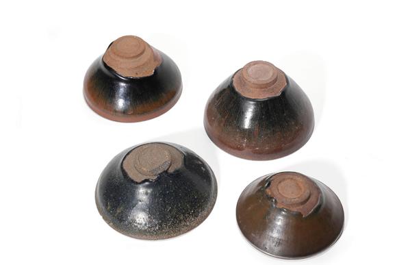 Castle AuctionA Set of Four Hare’s Fur Glaze Jian Tea Bowls, 12th–13th C Pr.
