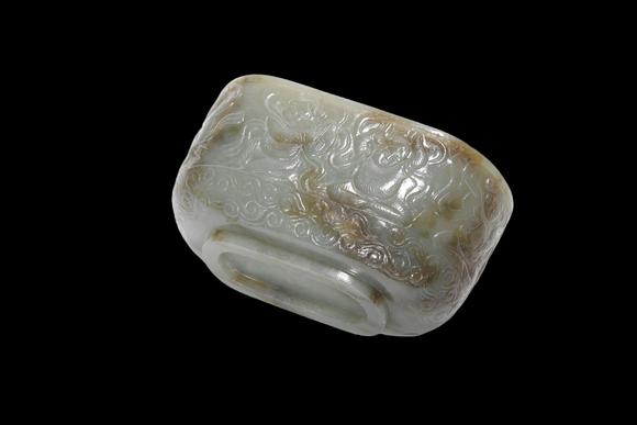 Castle AuctionA Carved Celadon Jade Censer, 17th–19th C Pr.