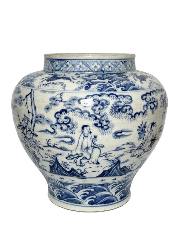 Castle AuctionA Chinese Blue and white figure jar, Ming Dynasty Pr. 