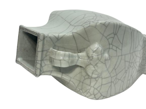 Castle AuctionA Chinese Ge-glazed double-handled square vase, Qian Long Pr. 