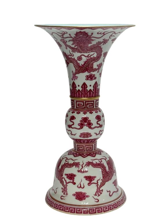 Castle AuctionA Chinese gu-type vase with dragon pattern, Qing Dynasty Pr. 