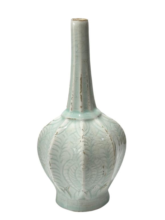 Castle AuctionA Chinese rare shape vase with pointed neck, Ming Dynasty Pr. or earlier.