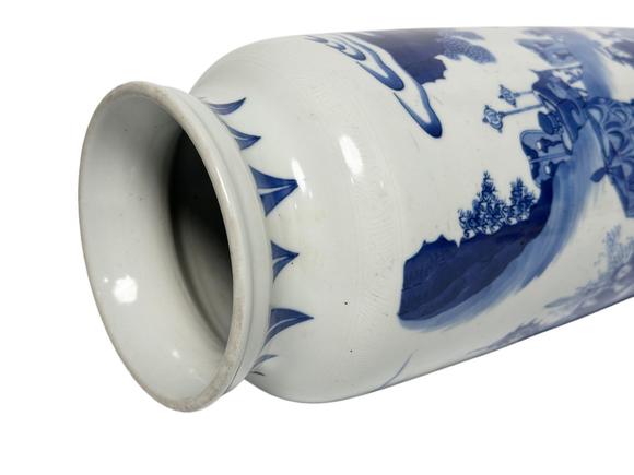 Castle AuctionA Chinese blue and white figure tube vase, Kang Xi Pr. 