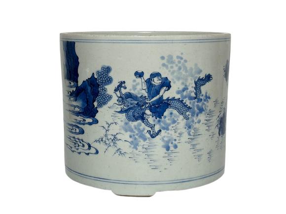 Castle AuctionA Chinese blue and white figure incense burner, Kang Xi Pr. 