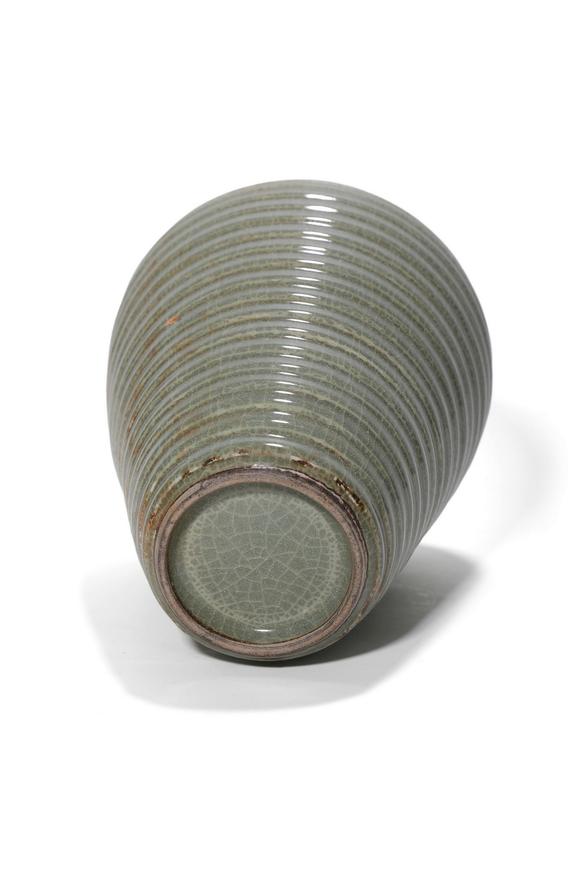 Castle AuctionA Longquan Celadon Ribbed Meiping Vase, 13th–14th C Pr.