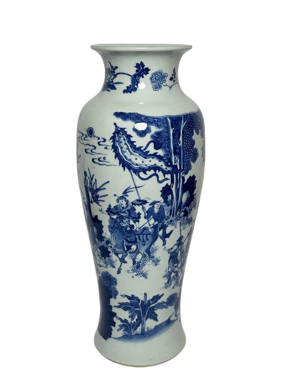 Castle AuctionA Chinese blue and white figure tube vase, Kang Xi Pr. 
