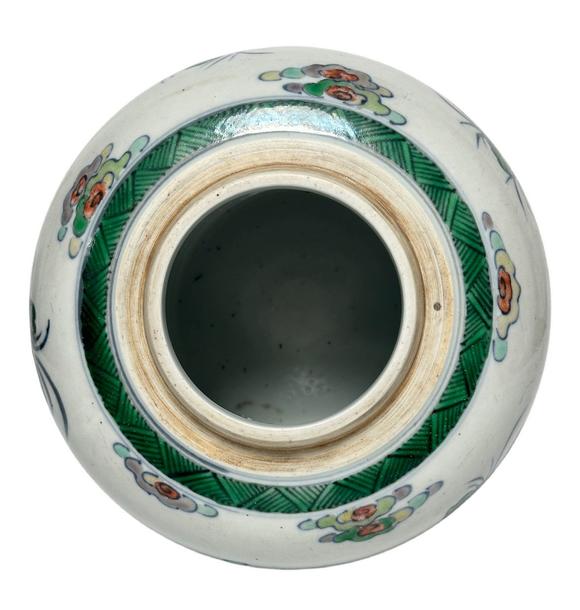 Castle AuctionBlue and white and colorful infant players pattern jar, Ming Dynasty Pr. 