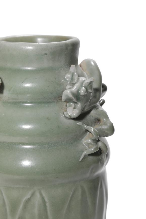 Castle AuctionA Longquan Celadon Dragon Relief Vase, 13th–14th C Pr.