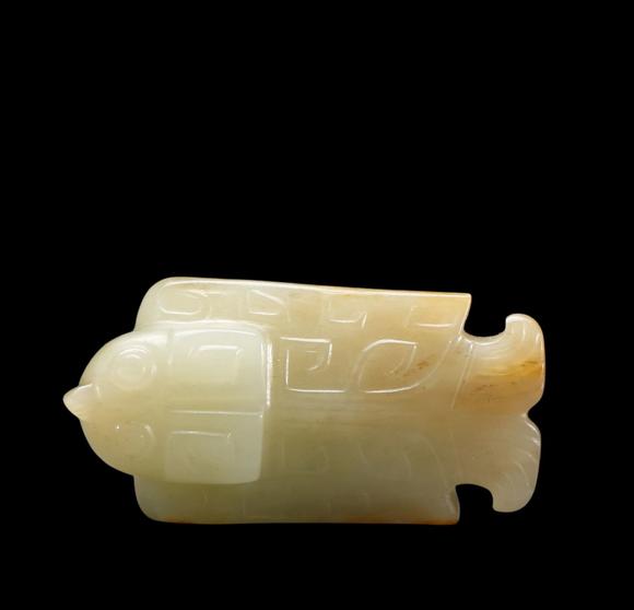 Castle AuctionA Pale Celadon Jade Owl Carving, Late Shang, Circa 12th–11th C BC Pr.