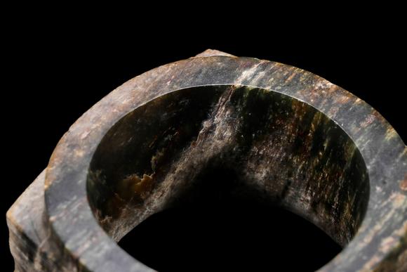 Castle AuctionA Mottled Dark Green Jade Cong, Liangzhu, Circa 3300–2300 C BC Pr.