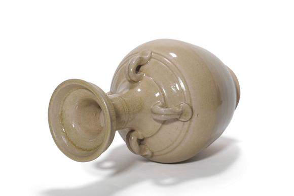 Castle AuctionA Yue Kiln Four-Lug Pan Mouth Vase, 3rd–6th C Pr.