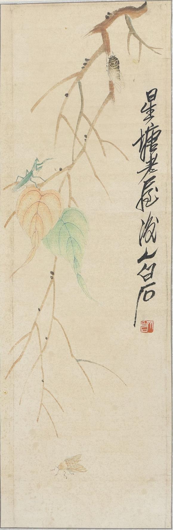北京崇仁拍賣齊白石《貝葉草蟲圖》