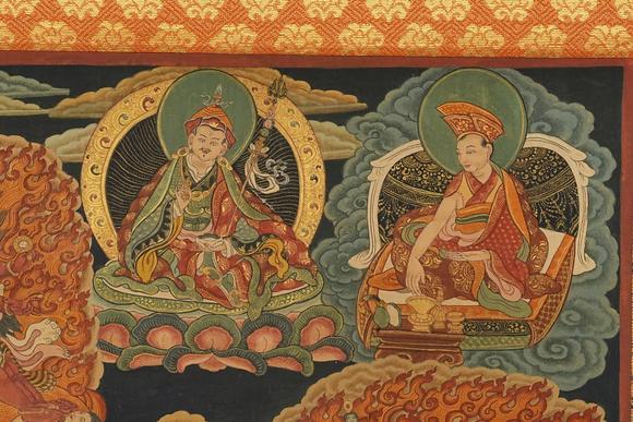 京都祇園會(huì)拍賣清乾隆 寧瑪派八部普巴金剛（九普巴）唐卡 欽則（欽孜）畫派體系 
 布面 日本古裂裝裱 日本桐箱附 本物保證