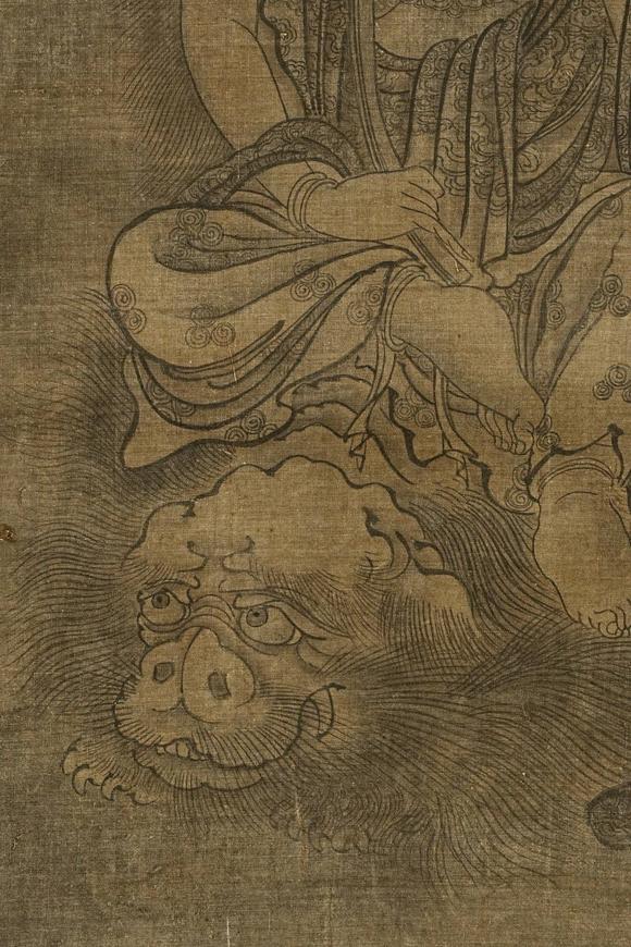 京都祇園會(huì)拍賣(mài)元代 華嚴(yán)三圣圖三幅 絹本掛軸 日本古裂裝裱 日本桐箱附