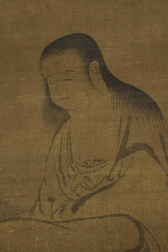 京都祇園會拍賣元 明石泉贊佛畫 日本古裂裝裱 絹本掛軸 日本桐箱附