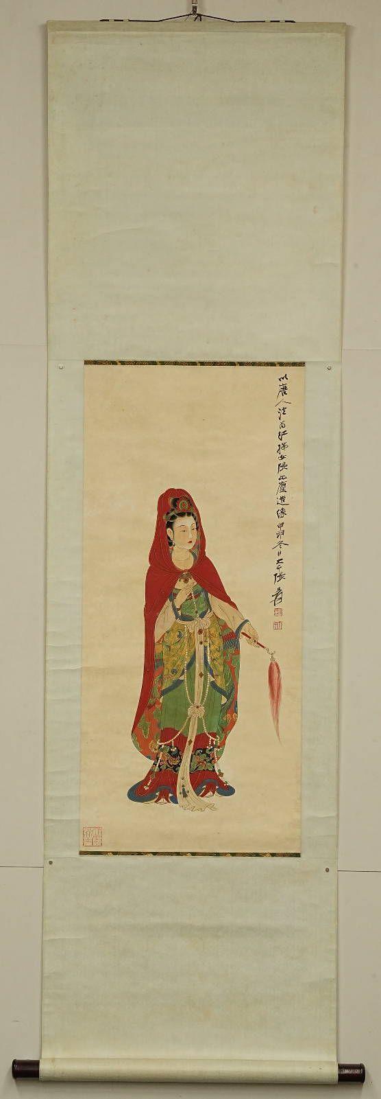京都祇園會(huì)拍賣張大千 紅拂女出塵圖 紙本掛軸