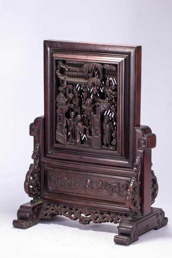 Eden Fine Antiques Galleries LLCA CHINESE ZITAN WOOD TABLE SCREEN