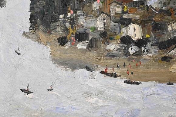 Eden Fine Antiques Galleries LLCWU GUANZHONG OIL ON CANVAS, FRAMED, RIVERSIDE VILLAGE