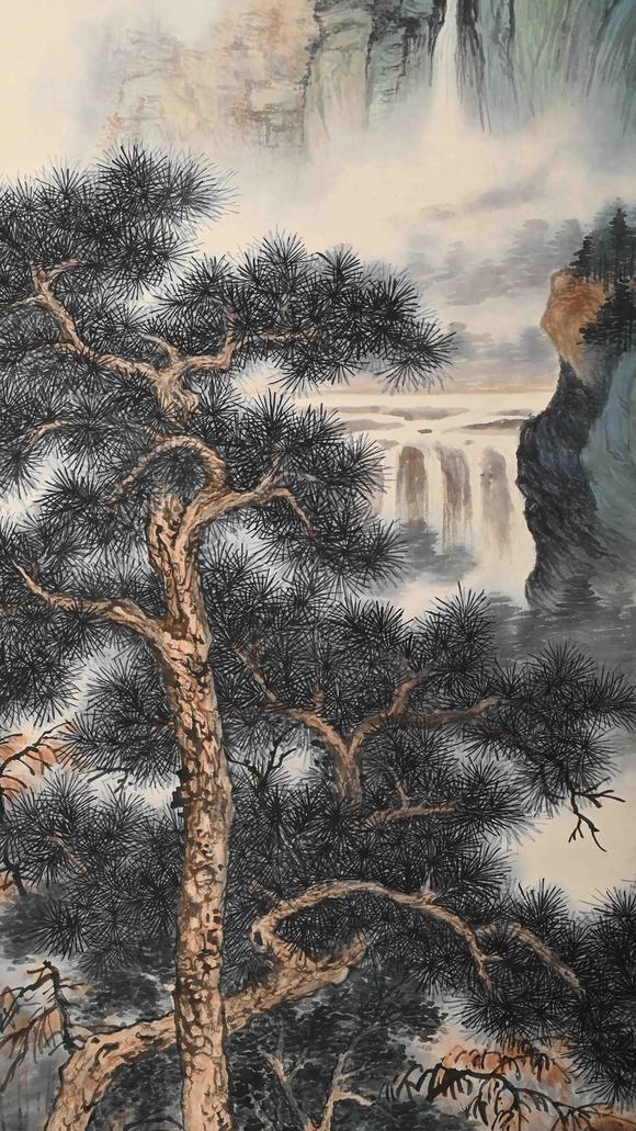 Eden Fine Antiques Galleries LLC1940 WU HUFAN WATERFALL LANDSCAPE SCROLL PAINTING