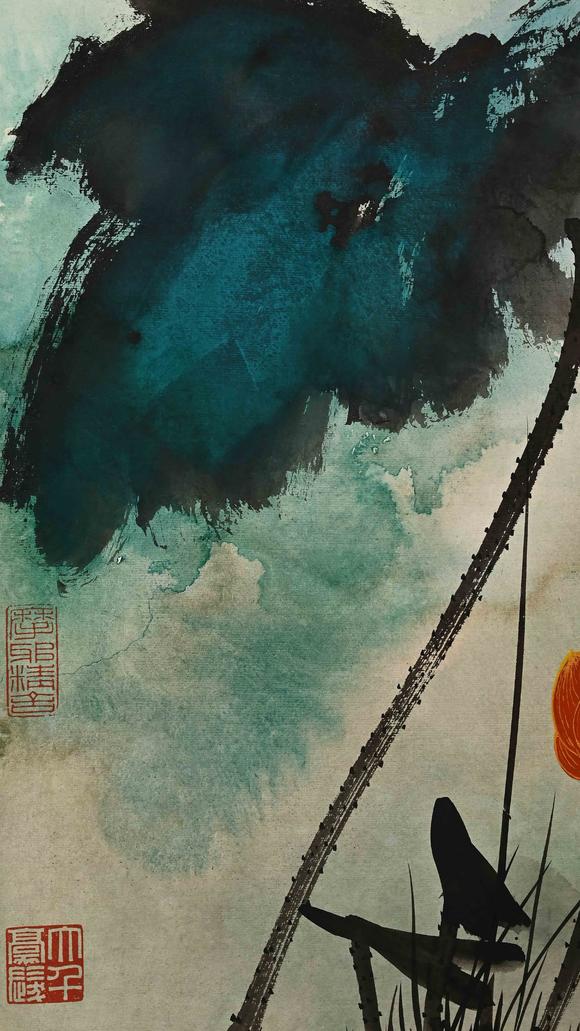 Eden Fine Antiques Galleries LLC1977 ZHANG DAQIAN LOTUS IN SPLASHED COLOR