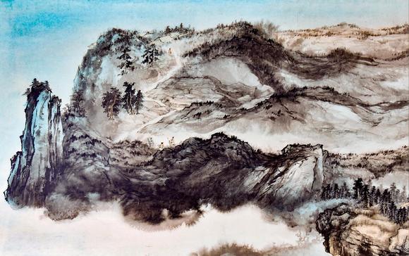 Eden Fine Antiques Galleries LLC1973 ZHANG DAQIAN WATERSIDE LANDSCAPE FRAMED PAINTING
