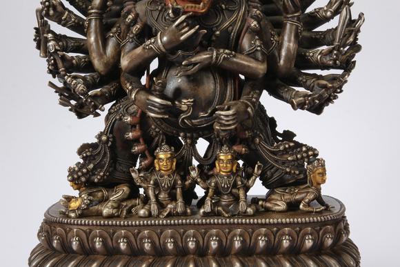 Eden Fine Antiques Galleries LLCA CHINESE PARCEL GILT SILVER WRATHFUL BUDDHA