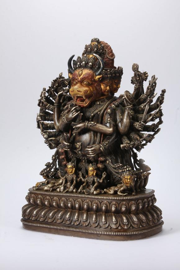 Eden Fine Antiques Galleries LLCA CHINESE PARCEL GILT SILVER WRATHFUL BUDDHA