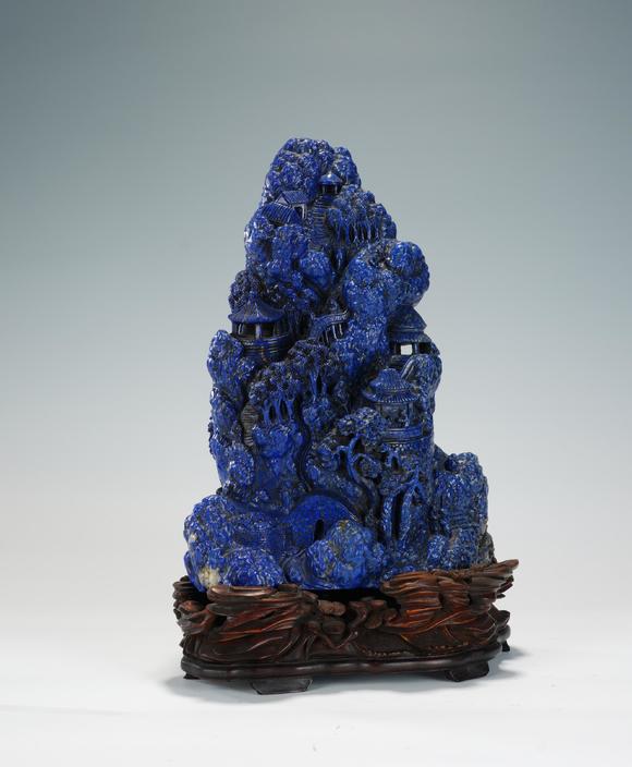 Eden Fine Antiques Galleries LLCA CHINESE LAPIS LAZULI LANDSCAPE MOUNTAIN CARVING