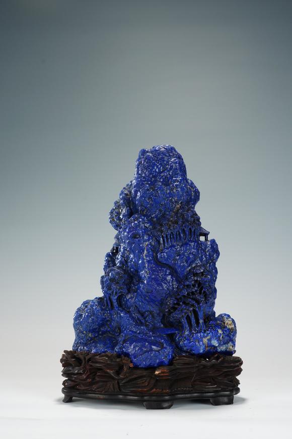Eden Fine Antiques Galleries LLCA CHINESE LAPIS LAZULI LANDSCAPE MOUNTAIN CARVING