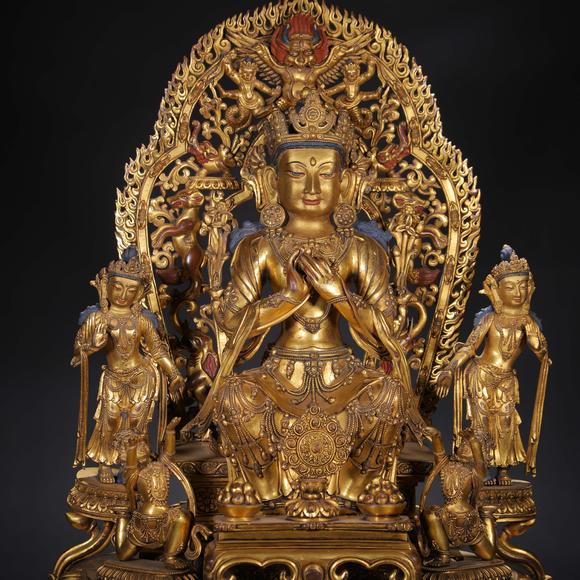 Eden Fine Antiques Galleries LLCA CHINESE GILT BRONZE BUDDHIST SHRINE GROUP